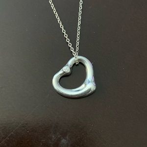 Tiffany & Co. Open Heart Diamond Necklace (Silver)
